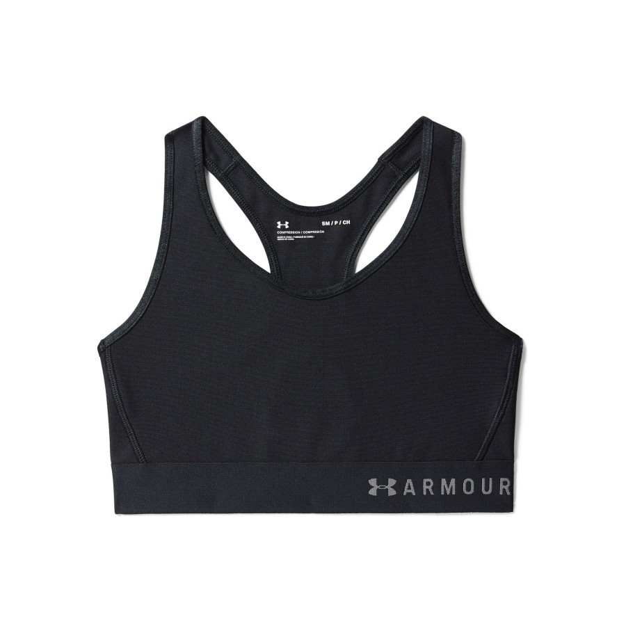 Tenniskleding Under Armour | Mid Keyhole Sport-Bh Dames Zwart, Zilver