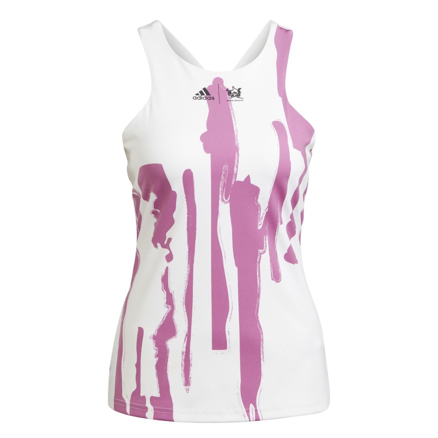 Tenniskleding adidas | New York Y Tanktop Dames Wit, Paars