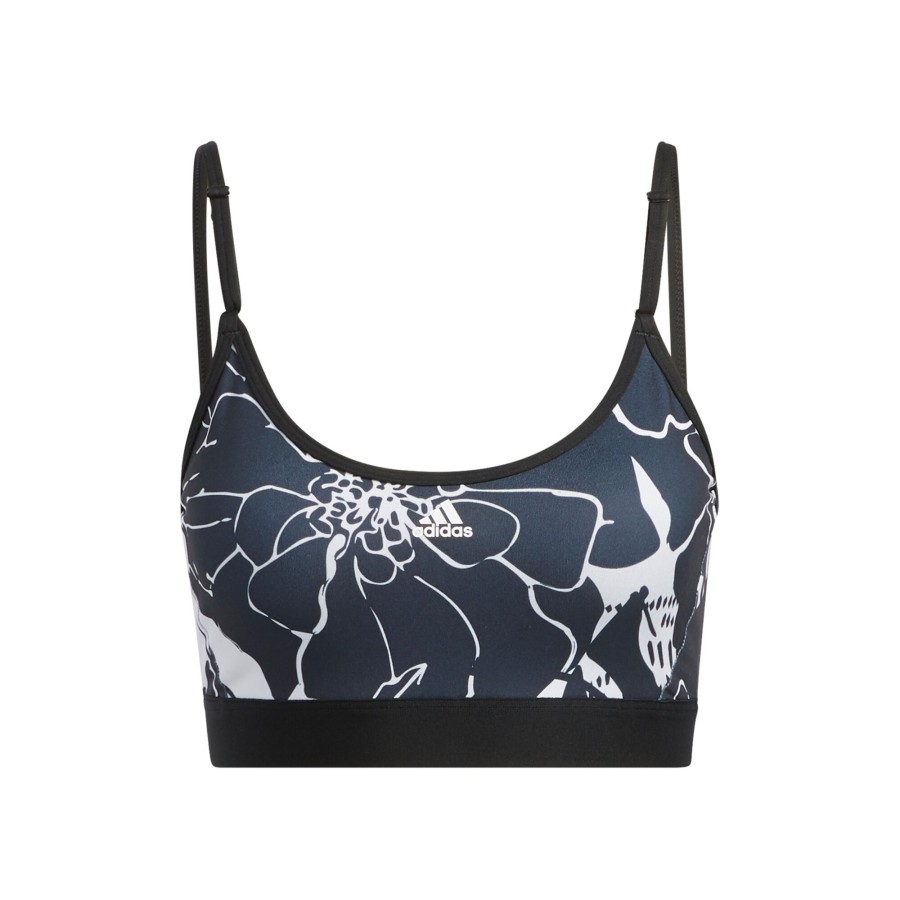 Tenniskleding adidas | Training Flower Light-Support Sport-Bh Dames Grijs, Wit