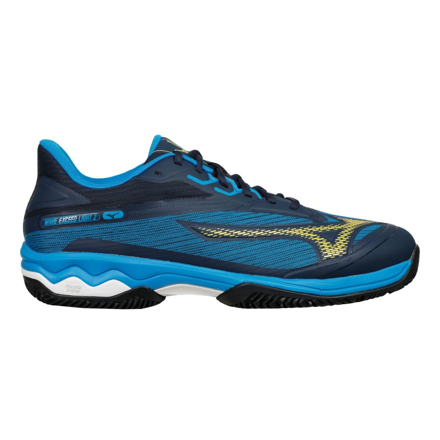 Tennisschoenen Mizuno | Wave Exceed Light 2 Gravelschoen Heren Blauw, Neongeel