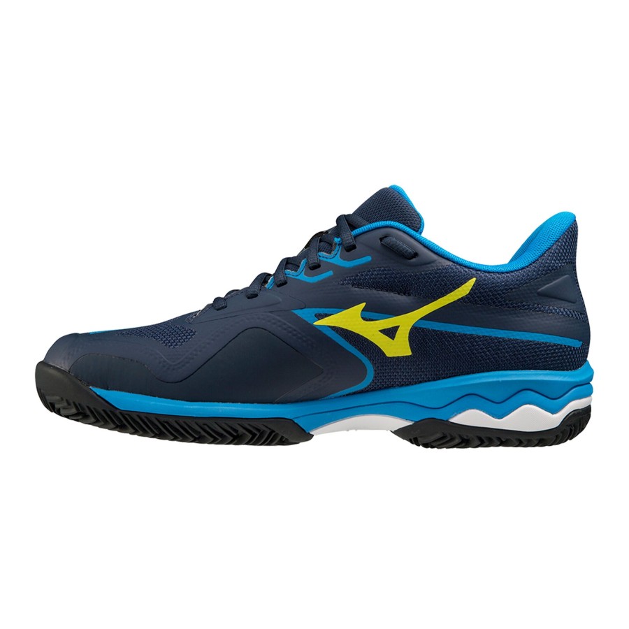Tennisschoenen Mizuno | Wave Exceed Light 2 Gravelschoen Heren Blauw, Neongeel