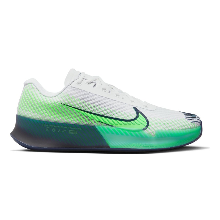 Tennisschoenen Nike | Court Vapor 11 Gravelschoen Heren Wit, Neongroen