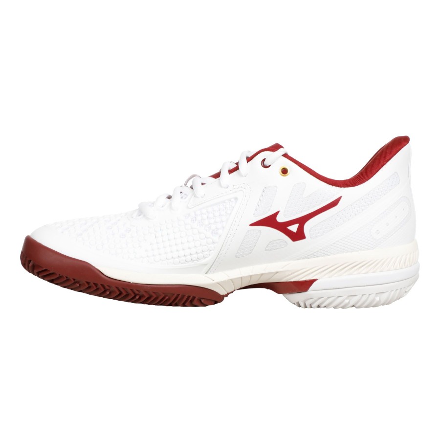 Tennisschoenen Mizuno | Wave Exceed Tour 5 Gravelschoen Dames Wit, Donkerrood