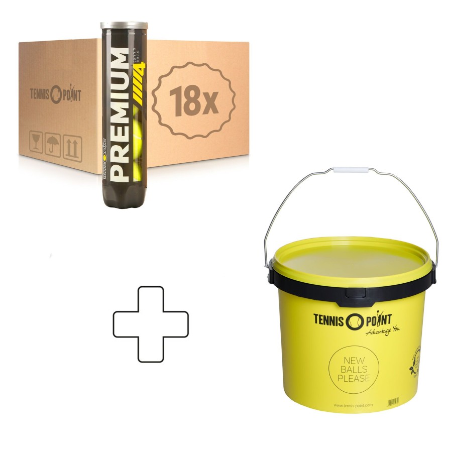 Tennisballen Tennis-Point | Premium Tennisball 18X Verpakking 4 Stuks In Een Doos, Plus Ballenemmer