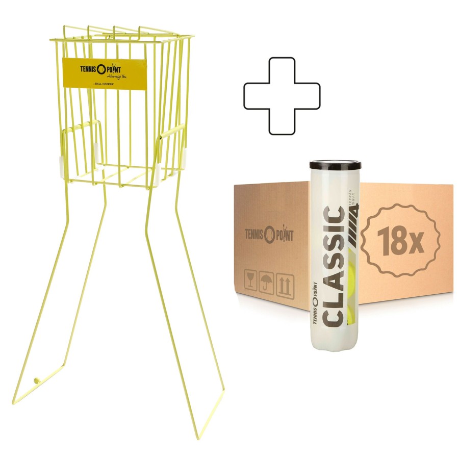 Tennisballen Tennis-Point | Classic Tennisball 18X Verpakking 4 Stuks Plus Ballenmand