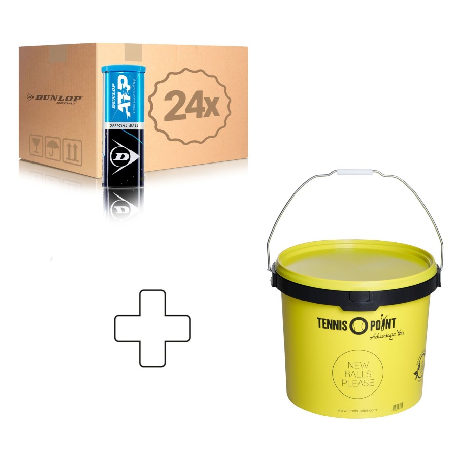 Tennisballen Dunlop | Atp 24X Verpakking 3 Stuks In Een Doos, Plus Ballenemmer