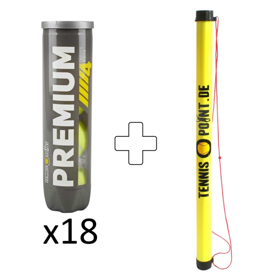 Tennisballen Tennis-Point | Premium 18X Verpakking 4 Stuks Plus Ballenverzamelbuis