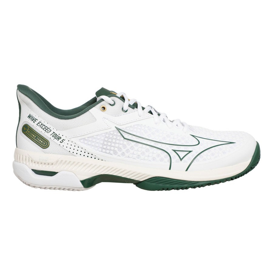 Tennisschoenen Mizuno | Wave Exceed Tour 5 Gravelschoen Heren Wit, Donkergroen