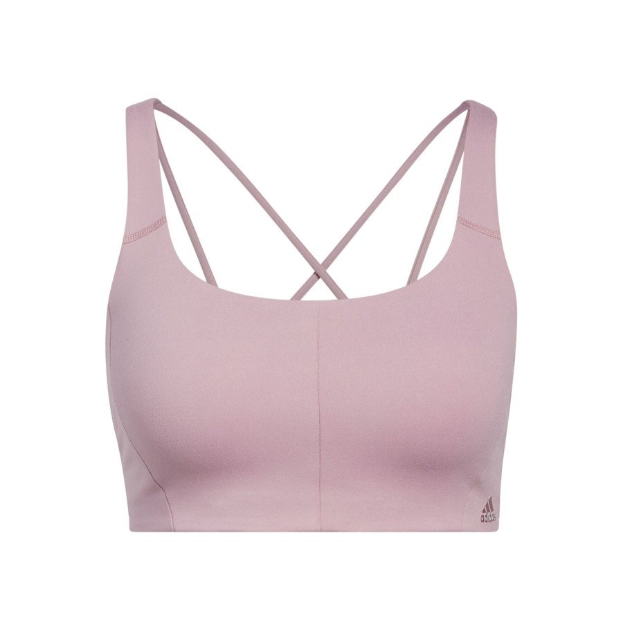 Tenniskleding adidas | Velcro Studio Mid Stripes Sport-Bh Dames Roze