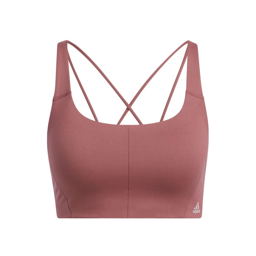 Tenniskleding adidas | Velcro Studio Mid Stripes Sport-Bh Dames Rood