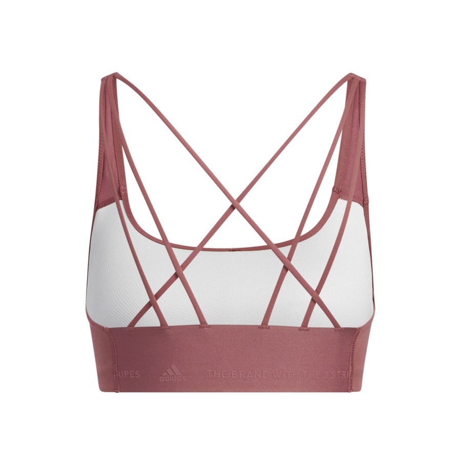 Tenniskleding adidas | Velcro Studio Mid Stripes Sport-Bh Dames Rood