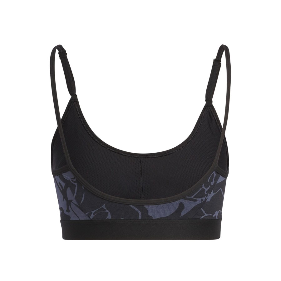 Tenniskleding adidas | Training Flower Light-Support Sport-Bh Dames Donkerblauw, Blauw