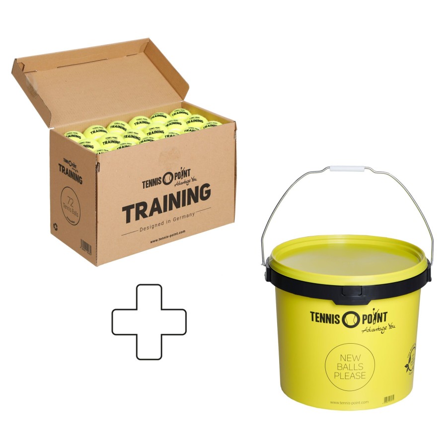 Tennisballen Tennis-Point | Training Box 72 Stuks Plus Ballenemmer, Drukloos