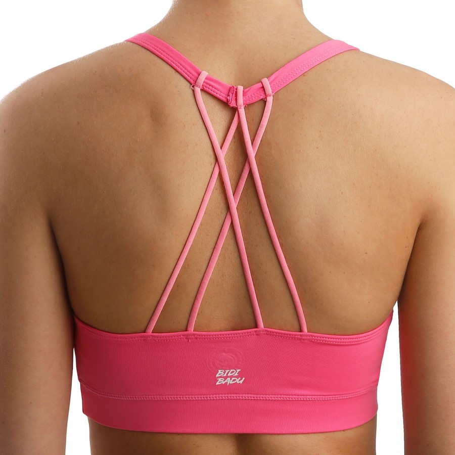 Tenniskleding BIDI BADU | Letty Tech Strappy Sport-Bh Dames Pink, Wit