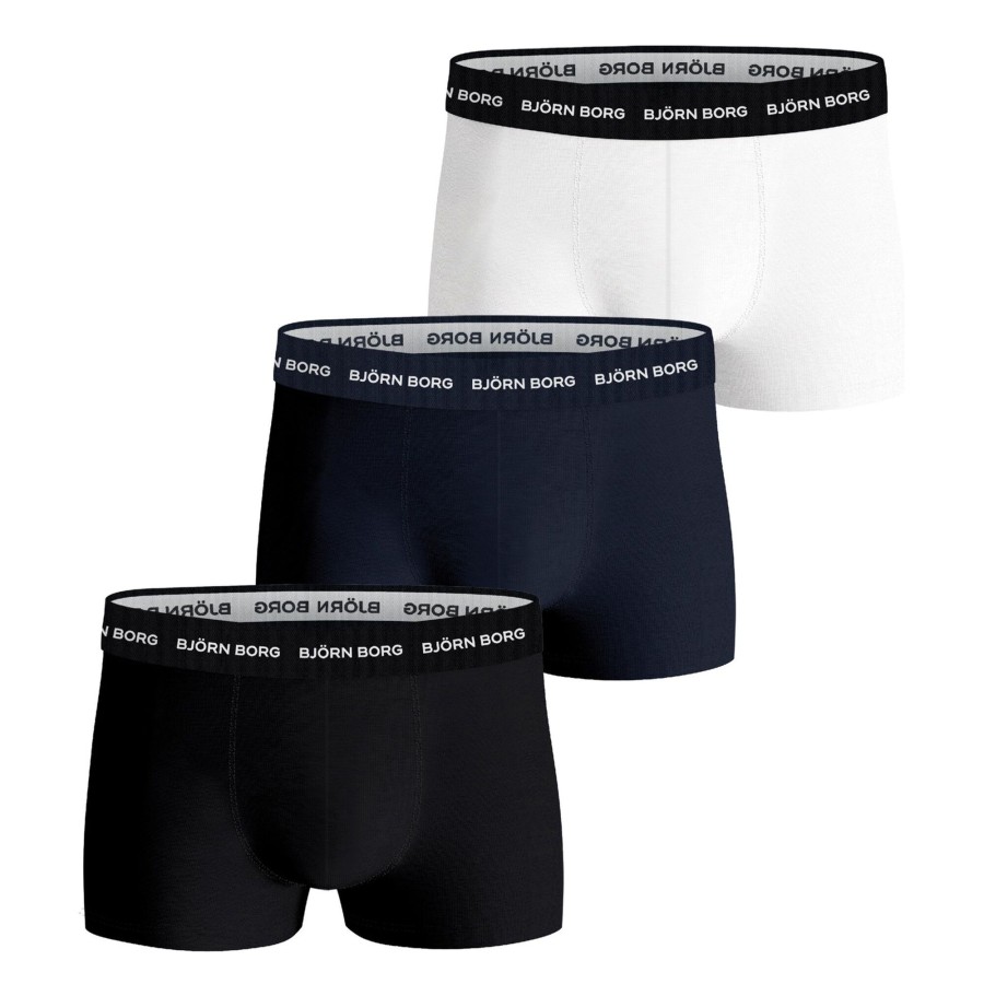 Tenniskleding Björn Borg | Cotton Stretch Trunk Boxershort Verpakking 3 Stuks Heren Zwart, Wit